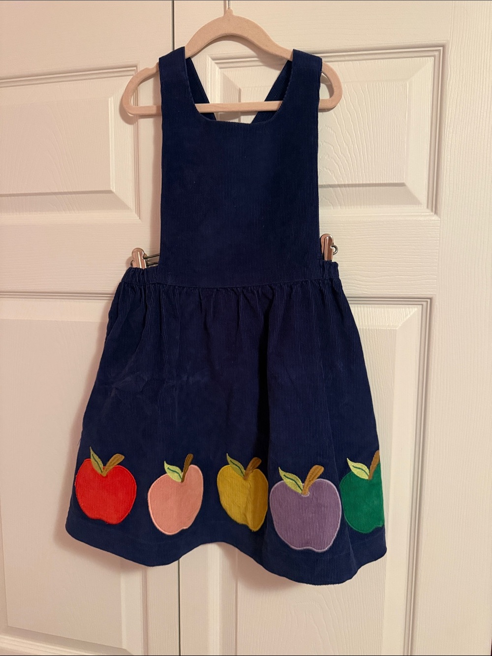 Mini Boden Size 5-6 Navy Apple Appliqué Jumper for Kids